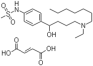 结构式 CAS# 122647-32-9, 富马酸伊布利特; N-[4-[4-(乙基庚基胺)-1-羟基丁基]苯基]甲磺酰胺富马酸盐