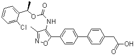 结构式 CAS# 1228690-19-4, 4'-[4-[[[(1R)-1-(2-氯苯基)乙氧基]羰基]氨基]-3-甲基-5-异恶唑基]-联苯-4-乙酸