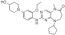 结构式 CAS# 1228817-38-6, 9-环戊基-2-[[2-乙氧基-4-(4-羟基哌啶-1-基)苯基]氨基]-5-甲基-8,9-二氢-5H-嘧啶并[4,5-b][1,4]二氮杂卓-6(7H)-酮
