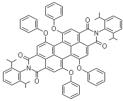 structure of CAS# 123174-58-3, N,N'-Bis(2,6-diisopropylphenyl)-1,6,7,12-tetraphenoxyperylene-3,4:9,10-tetracarboxdiimide;Perylene Red; ROT 300