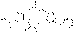 结构式 CAS# 1233706-88-1, 3-(2-甲基-1-氧代丙基)-1-[2-氧代-3-(4-苯氧基苯氧基)丙基]-1H-吲哚-5-羧酸