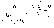 structure of CAS# 1239233-86-3, 2-[3-(Aminocarbonyl)-4-(2-methylpropoxy)phenyl]-4-methyl-5-thiazolecarboxylic acid