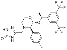 结构式 CAS# 1242175-34-3, 5-(((2R,3R)-2-((S)-1-(3,5-双(三氟甲基)苯基)乙氧基)-3-(4-氟苯基)吗啉基)甲基)-1H-1,2,4-三唑-3(2H)-酮