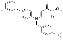 结构式 CAS# 1245647-71-5, 2-[1-(4-叔丁基苄基)-5-(3-甲基苯基)-1H-吲哚-3-基]-2-氧代乙酸甲酯