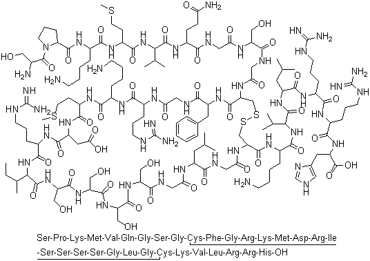structure of CAS# 124584-08-3, Nesiritide;Human brain natriuretic factor-32; Human brain natriuretic peptide-32; Brain natriuretic peptide (1-32) (human); Natriuretic peptide type-B