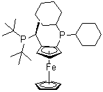 结构式 CAS# 1246841-00-8, (2S)-1-[(1S)-1-[双(1,1-二甲基乙基)膦基]乙基]-2-(二环己基膦基)二茂铁