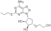 结构式 CAS# 1251765-07-7, (1S,2S,3R,5S)-3-[7-氨基-5-(丙硫基)-3H-1,2,3-三唑并[4,5-d]嘧啶-3-基]-5-(2-羟基乙氧基)-1,2-环戊烷二醇