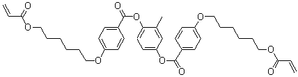结构式 CAS# 125248-71-7, 1,4-双[4-(6-丙烯酰氧基己氧基)苯甲酰氧基]-2-甲基苯