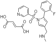 structure of CAS# 1260141-27-2, Vonoprazan Fumarate;TAK 438;5-(2-Fluorophenyl)-N-methyl-1-(3-pyridinylsulfonyl)-1H-pyrrole-3-methanamine 2-butenedioate