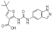 结构式 CAS# 1265789-88-5, 5-叔丁基-2-[[(1H-吲唑-5-基氨基)羰基]氨基]-3-噻吩羧酸