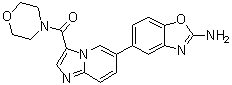结构式 CAS# 1268454-23-4, [6-(2-氨基-5-苯并恶唑基)咪唑并[1,2-a]吡啶-3-基]-4-吗啉基甲酮