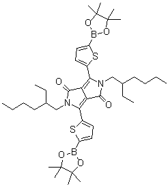 结构式 CAS# 1269004-46-7, 2,5-二(2-乙基己基)-2,5-二氢-3,6-二[5-(4,4,5,5-四甲基-1,3,2-二氧硼杂环戊烷-2-基)-2-噻吩基]吡咯并[3,4-c]吡咯-1,4-二酮