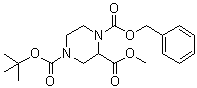 结构式 CAS# 126937-42-6, 1-(苄氧羰基)-4-(叔-丁基氧羰基)哌嗪-2-羧酸甲酯
