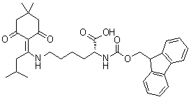 structure of CAS# 1272755-33-5, N6-[1-(4,4-Dimethyl-2,6-dioxocyclohexylidene)-3-methylbutyl]-N2-[(9H-fluoren-9-ylmethoxy)carbonyl]-D-lysine