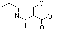 结构式 CAS# 127892-62-0, 4-氯-3-乙基-1-甲基吡唑-5-甲酸