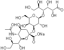 结构式 CAS# 128596-80-5, O-(N-乙酰基-alpha-神经胺酸基)-(2→3)-O-beta-D-吡喃半乳糖基-(1→4)-D-葡萄糖单钠盐