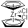 structure of CAS# 1291-32-3, Bis(cyclopentadienyl)zirconium dichloride;Zirconocene dichloride