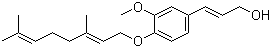 结构式 CAS# 129350-09-0, 香叶草基松柏醇; (2E)-3-[4-[[(2E)-3,7-二甲基-2,6-辛二烯-1-基]氧基]-3-甲氧基苯基]-2-丙烯-1-醇