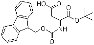 structure of CAS# 129460-09-9, L-Fmoc-Aspartic acid alpha-tert-butyl ester;Fmoc-Asp-OtBu; N-[(9H-Fluoren-9-ylmethoxy)carbonyl]-L-aspartic acid 1-(1,1-dimethylethyl ester