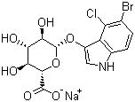 结构式 CAS# 129541-41-9, 5-溴-4-氯-3-吲哚基-beta-D-葡糖苷酸钠