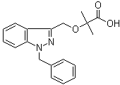 structure of CAS# 130641-38-2, Bindarit;2-[(1-Benzyl-1H-indazol-3-yl)methoxy]-2-methylpropionic acid; AF 2838