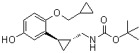 结构式 CAS# 1322700-01-5, rel-N-[[(1R,2R)-2-[2-(环丙基甲氧基)-5-羟基苯基]环丙基]甲基]氨基甲酸叔丁酯