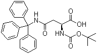 结构式 CAS# 132388-68-2, 叔丁氧羰基-N-beta-三苯甲基-L-天门冬酰胺