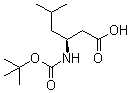 结构式 CAS# 132549-43-0, N-叔丁氧羰基-L-beta-高亮氨酸