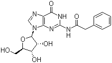 结构式 CAS# 132628-16-1, N2-苯乙酰鸟苷; N2-苯乙酰鸟嘌呤核苷