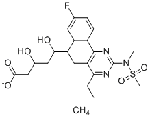 structure of CAS# 1335110-44-5, Rosuvastatin EP impurity H;5-[8-fluoro-2-[methyl(methylsulfonyl)amino]-4-propan-2-yl-5,6-dihydrobenzo[h]quinazolin-6-yl]-3,5-dihydroxypentanoate;methane