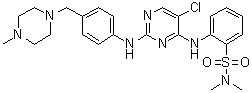 structure of CAS# 1341200-45-0, 2-[[5-Chloro-2-[[4-[(4-methyl-1-piperazinyl)methyl]phenyl]amino]-4-pyrimidinyl]amino]-N,N-dimethylbenzenesulfonamide