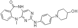 structure of CAS# 1345098-78-3, 5,11-Dihydro-2-[[4-(4-hydroxy-1-piperidinyl)phenyl]amino]-11-methyl-6H-pyrimido[4,5-b][1,4]benzodiazepin-6-one