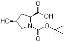 结构式 CAS# 135042-12-5, N-Boc-顺式-4-羟基-D-脯氨酸; (2R,4R)-N-叔丁氧羰基-4-羟基吡咯烷-2-甲酸