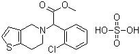 结构式 CAS# 135046-48-9, (+/-)-硫酸氢氯吡格雷; 2-(2-氯苯基)-2-(6,7-二氢噻吩并[3,2-c]吡啶-5-基)乙酸甲酯硫酸氢盐