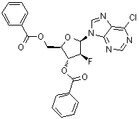结构式 CAS# 135473-15-3, 6-氯-9-(3,5-二-O-苯甲酰基-2-脱氧-2-氟-beta-D-阿拉伯呋喃糖基)-9H-嘌呤