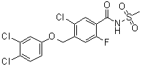 结构式 CAS# 1355631-24-1, 5-氯-4-[(3,4-二氯苯氧基)甲基]-2-氟-N-(甲基磺酰基)苯甲酰胺