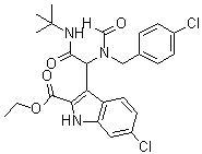 结构式 CAS# 1364488-67-4, 3-[2-(叔-丁基氨基)-1-[N-(4-氯苄基)甲酰氨基]-2-氧代乙基]-6-氯-1H-吲哚-2-羧酸乙酯