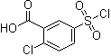structure of CAS# 137-64-4, 2-Chloro-5-(chlorosulfonyl)benzoic acid;3-Carboxy-4-chlorobenzenesulfonyl chloride; 5-Chlorosulfonyl-2-chlorobenzoic acid; NSC 137839