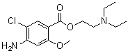 structure of CAS# 137196-67-9, 4-Amino-5-chloro-2-methoxybenzoic acid 2-(diethylamino)ethyl ester;SDZ 205-557