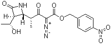 结构式 CAS# 137391-68-5, 美罗培南中间体 F-9; (3S,4R)-3-[(1R)-1-羟基乙基]-4-[(1R)-1-甲基-3-重氮-3-对硝基苄氧羰基-2-氧代丙基]氮杂环丁-2-酮
