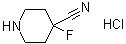 structure of CAS# 1374653-45-8, 4-Fluoro-4-piperidinecarbonitrile hydrochloride (1:1)