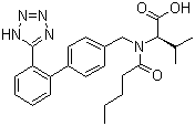 structure of CAS# 137862-53-4, Valsartan;N-(1-Oxopentyl)-N-[[2'-(1H-tetrazol-5-yl)[1,1'-biphenyl]-4-yl]methyl]-L-valine; CGP 48933; Diovan; Nisis; Tareg