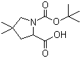 结构式 CAS# 138423-86-6, (S)-1-叔丁氧羰基-4,4-二甲基吡咯烷-2-羧酸