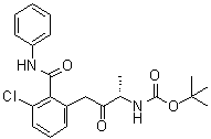 structure of CAS# 1386861-47-7, N-[(1S)-3-[3-Chloro-2-[(phenylamino)carbonyl]phenyl]-1-methyl-2-oxopropyl]carbamic acid 1,1-dimethylethyl ester