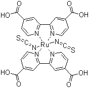 结构式 CAS# 141460-19-7, cis-二硫氰酸基双(N,N'-2,2'-联吡啶-4,4'-二甲酸)钌