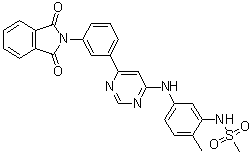 structure of CAS# 1415559-43-1, N-[5-[[6-[3-(1,3-Dioxoisoindol-2-yl)phenyl]pyrimidin-4-yl]amino]-2-methylphenyl]methanesulfonamide;CDK9 inhibitor