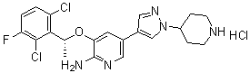 结构式 CAS# 1415560-69-8, 3-[(1R)-1-(2,6-二氯-3-氟苯基)乙氧基]-5-[1-(4-哌啶基)-1H-吡唑-4-基]-2-吡啶胺盐酸盐