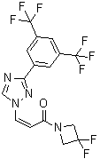 structure of CAS# 1421919-75-6, (2Z)-3-[3-[3,5-Bis(trifluoromethyl)phenyl]-1H-1,2,4-triazol-1-yl]-1-(3,3-difluoro-1-azetidinyl)-2-propen-1-one