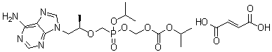 structure of CAS# 1422284-15-8, (8R)-9-(6-Amino-9H-purin-9-yl)-8-methyl-5-(1-methylethoxy)-2,4,7-trioxa-5-phosphanonanoic acid 1-methylethyl ester 5-oxide 2-butenedioate (1:1)