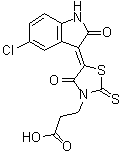 结构式 CAS# 1426138-42-2, (5Z)-5-(5-氯-1,2-二氢-2-氧代-3H-吲哚-3-亚基)-4-氧代-2-硫代-3-噻唑烷丙酸